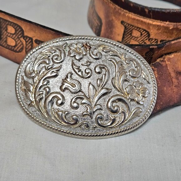 Budweiser Beer Vintage Leather Belt Appx 54" Long W/ Belt Buckle-- READ - Picture 3 of 10